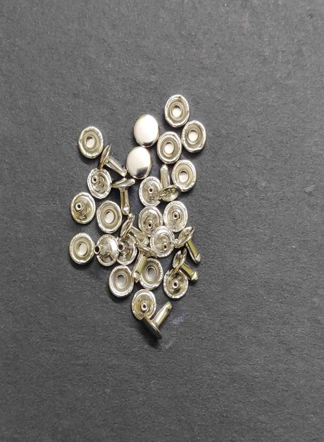 Nimida® Tablet Style Round Headed Flat Double Capped Large Size Metal Tubular Rivets Buttons Size 9 mm for DIY Leather Shoes Bag Bracelet Style Rapid Studs Pack of 100 (Silver) - Image 4