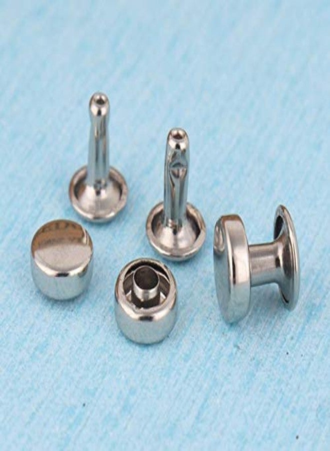 Nimida® Tablet Style Round Headed Flat Double Capped Large Size Metal Tubular Rivets Buttons Size 9 mm for DIY Leather Shoes Bag Bracelet Style Rapid Studs Pack of 100 (Silver) - Image 2