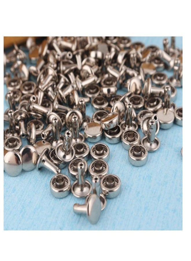 Nimida® Tablet Style Round Headed Flat Double Capped Large Size Metal Tubular Rivets Buttons Size 9 mm for DIY Leather Shoes Bag Bracelet Style Rapid Studs Pack of 100 (Silver) - Image 1