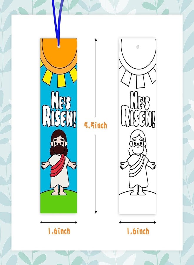 Haooryx Color Your Own Easter Bookmarks - 75Pcs He is Risen Coloring Bookmarks DIY Coloring Blank Paper Bookmark for Christian Reading Enthusiasts Gift Sunday Church Themed Party Goodie Bag Fillers - Image 3