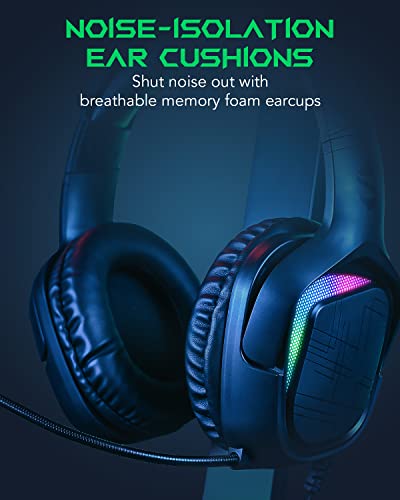 Black Shark Gaming Headset for PC, PS4, PS5, Xbox, Switch, All-in-1 Gaming Headphones with Ultra-Clear Bendable Mic, 50mm Dynamic Drivers, Noise Isolation Ear Cushions, in-line Controls - Goblin X1 - Image 5