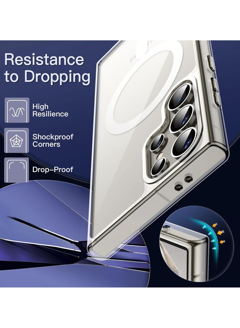 Samsung Galaxy S24 Ultra 5G Magnetic Case Compatible with MagSafe, Shockproof Protective Phone Cover, Non-Yellowing Hard Clear PC Back (Clear)  - Image 4