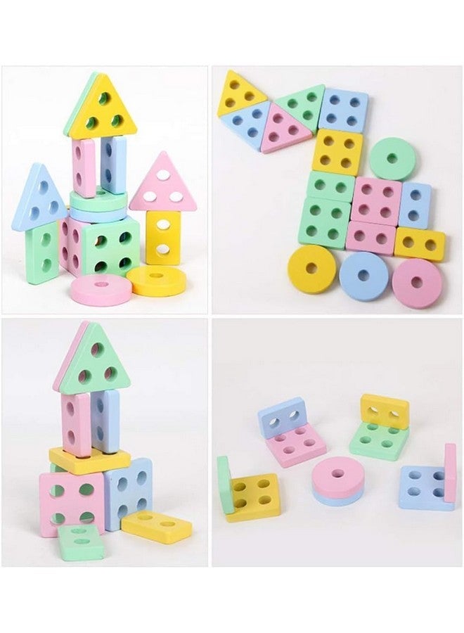 SILENCIO Wooden Shapes Geometric Board Blocks Sorting and Stacking Montessori Education Colour Recognition Toys for Kids Color Sorter Stacking & Nesting Blocks Board (Multicolor) - Image 5