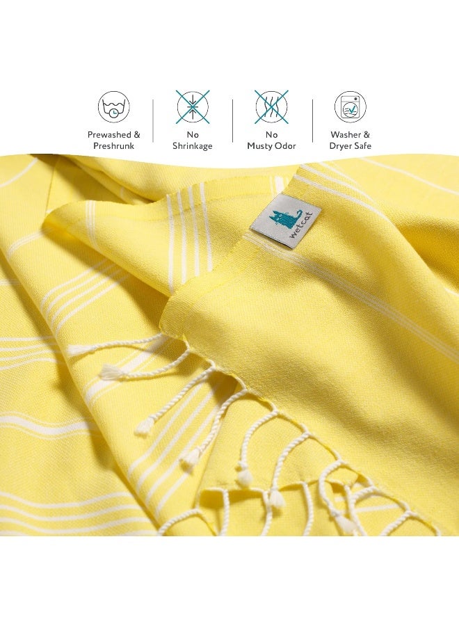 WETCAT Turkish Beach Towel Oversized 38x71 100 Cotton Sand Free Quick Dry Extra Large Light Travel Towel for Adults Beach Accessories Gifts Yellow Beach Towel 38 x 71 - Image 5