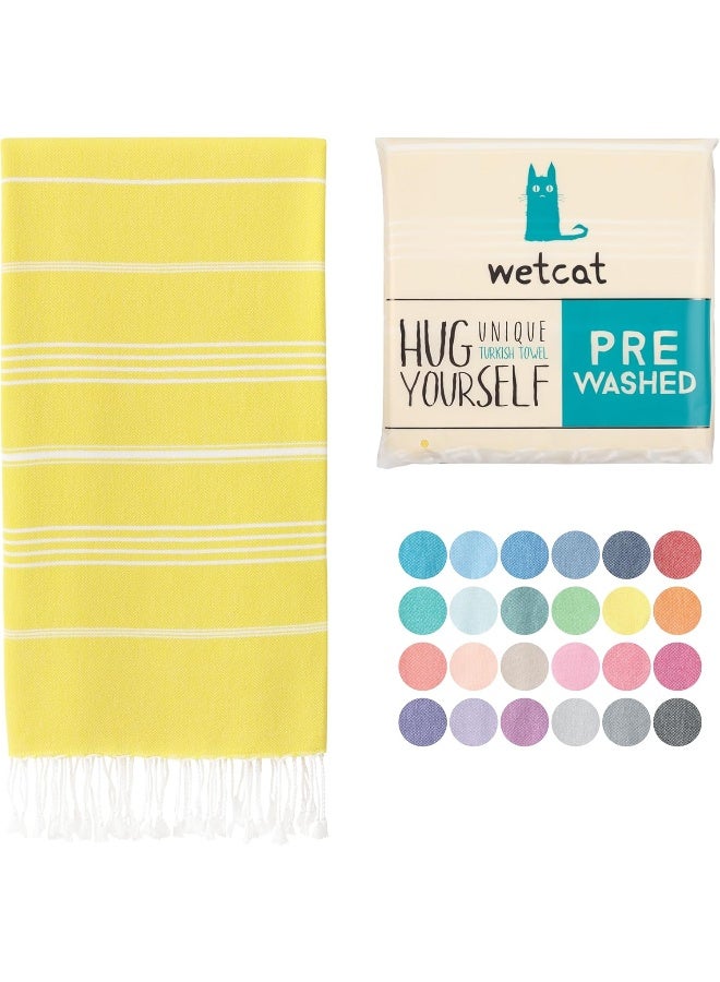 WETCAT Turkish Beach Towel Oversized 38x71 100 Cotton Sand Free Quick Dry Extra Large Light Travel Towel for Adults Beach Accessories Gifts Yellow Beach Towel 38 x 71 - Image 3