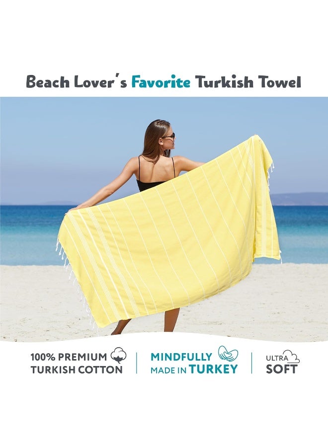 WETCAT Turkish Beach Towel Oversized 38x71 100 Cotton Sand Free Quick Dry Extra Large Light Travel Towel for Adults Beach Accessories Gifts Yellow Beach Towel 38 x 71 - Image 4