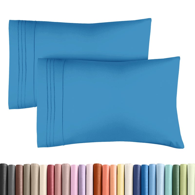 CGK Unlimited Queen Pillow Cases Set of 2  Ultra Soft Hotel Quality Pillowcase Covers  Comfy Cozy Bedding for Women Men Kids  Teens  Machine Washable Pillow Protectors  2 Pieces Set  Queen Size Denim Blue 