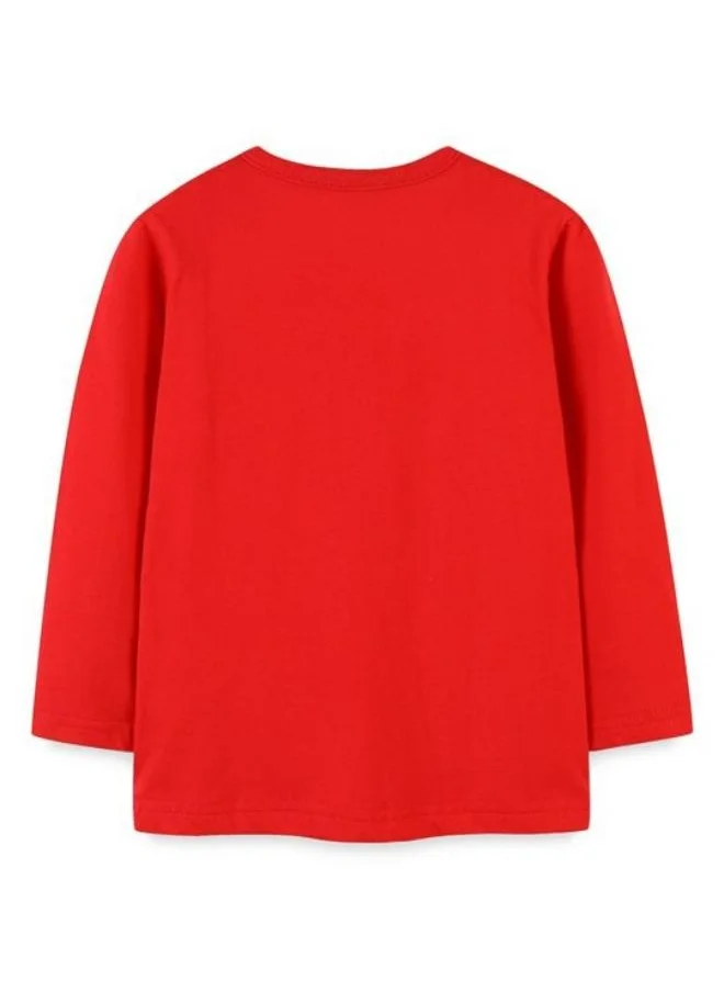 يونيكي Red Printed Long Sleeve Crew Neck T-Shirt