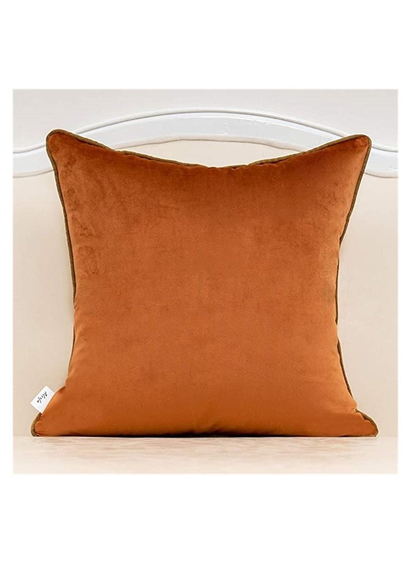 Y&D Throw Pillow Cover, Orange Geometric Gold Leather Striped Cushion Cover Luxury Continental Pillowcase Decorative for Sofa Living Room Bedroom Car 45 x cm  - Image 2