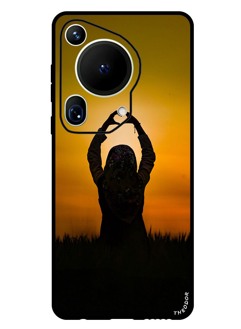 Theodor Protective Case Anti Scratch Shock Proof Bumper Cover For Huawei Pura 70 Ultra silhouette_heart_sunset - Image 1