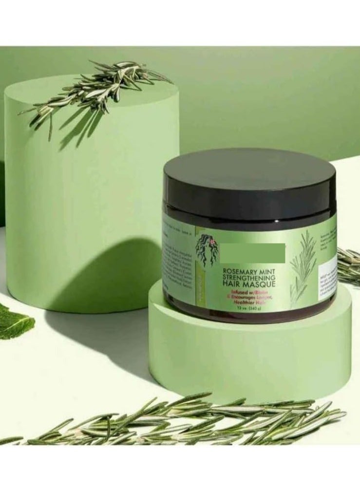 DubaiGallery Rosemary Mint Strengthening Trio Set - Shampoo, Conditioner, Hair Mask - Infused With Biotin, Cleanses And Helps Strengthen Weak And Brittle Hair 1050ml - Image 4