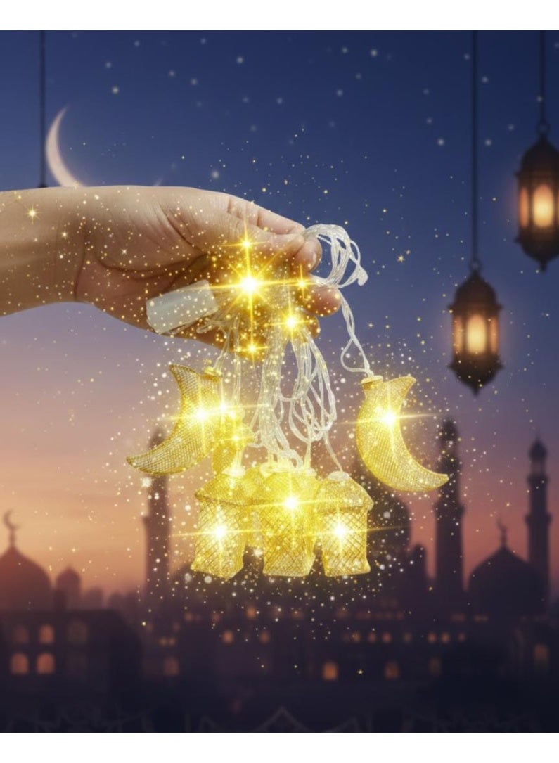 فرع ديكور بأغصان مضاءة بتقنية رصاصية مع فوانيس نحاسية وهلال LED - زينة رمضان - Image 3