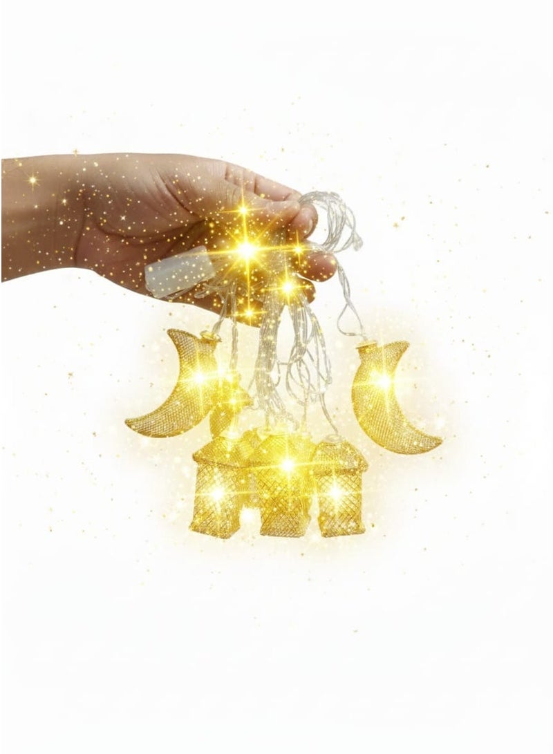 فرع ديكور بأغصان مضاءة بتقنية رصاصية مع فوانيس نحاسية وهلال LED - زينة رمضان - Image 4