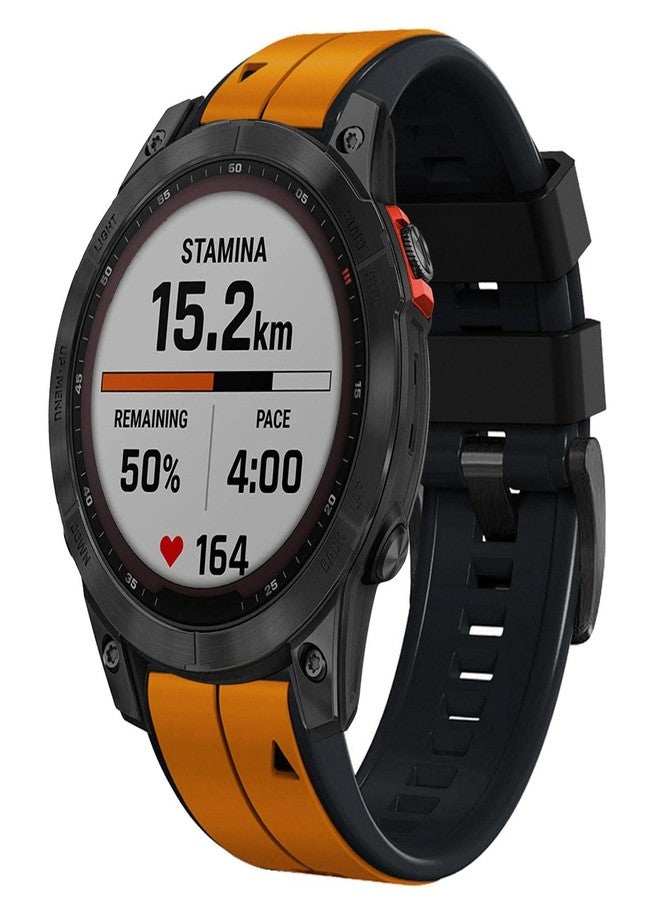 Abanen Quick Fit Silicone Watch Bands for Garmin Fenix 8 51mm / epix Pro 51mm / Instinct 2X / Instinct 3 50mm,Soft Sport Bicolor Waterproof Wristband Strap for Fenix 7X/6X/5X, Enduro (Orange-Black) - Image 1