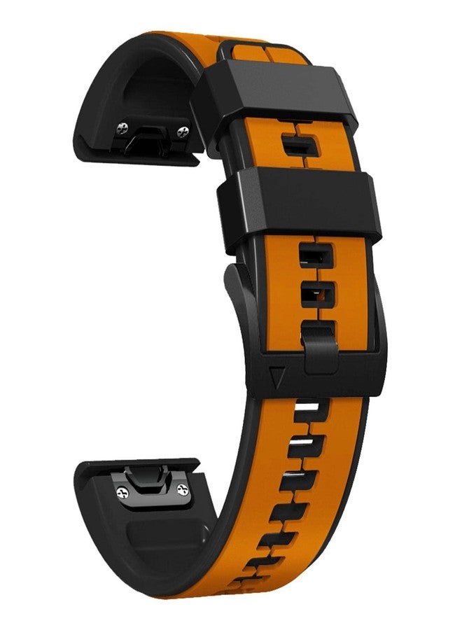 Abanen Quick Fit Silicone Watch Bands for Garmin Fenix 8 51mm / epix Pro 51mm / Instinct 2X / Instinct 3 50mm,Soft Sport Bicolor Waterproof Wristband Strap for Fenix 7X/6X/5X, Enduro (Orange-Black) - Image 2