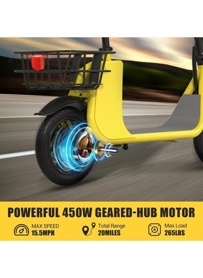 Wind Horse - High Quality Foldable Electric Scooter with Seat and Rear Basket, 450W Motor, 36V 8AH Battery, 25-35 KM/h Speed, Carbon Alloy Frame, 12.5 Inches Tires, Disk Brakes, Unisex Comfortable E-Scooter for Adults - Image 1