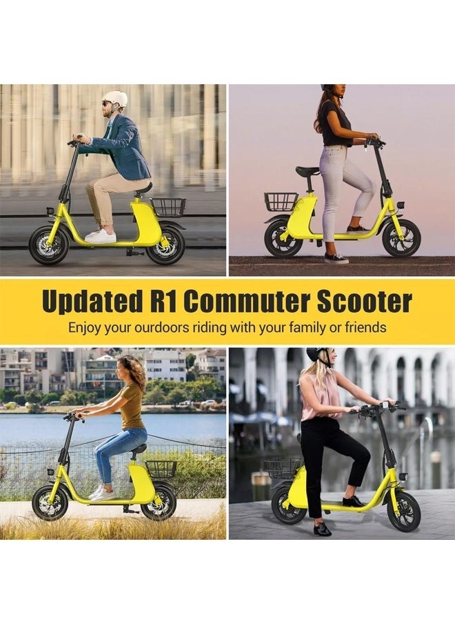 Wind Horse - High Quality Foldable Electric Scooter with Seat and Rear Basket, 450W Motor, 36V 8AH Battery, 25-35 KM/h Speed, Carbon Alloy Frame, 12.5 Inches Tires, Disk Brakes, Unisex Comfortable E-Scooter for Adults - Image 1