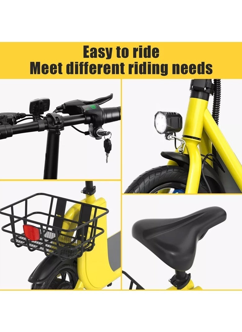 Wind Horse - High Quality Foldable Electric Scooter with Seat and Rear Basket, 450W Motor, 36V 8AH Battery, 25-35 KM/h Speed, Carbon Alloy Frame, 12.5 Inches Tires, Disk Brakes, Unisex Comfortable E-Scooter for Adults - Image 1