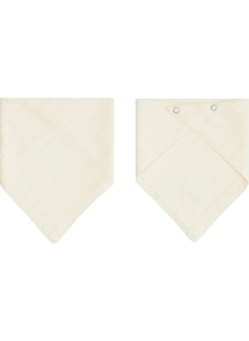3Baby 4 Pieces Cotton Double Layer Muslin Baby Scarf & Drool Bib with Two Snaps Black Cream  - Image 3