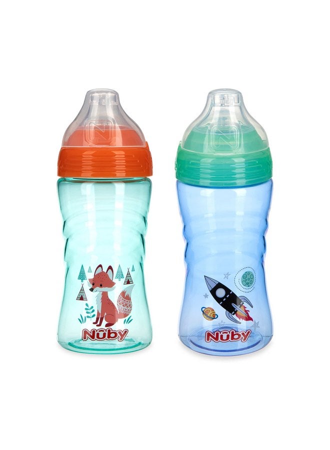 Nuby 2 Pack No Spill Printed Thirsty Kids No-Spill Sip-it Sport Cup with Soft Spout and Lid - 12oz, 12+ Months,2 Count(Pack of 1),Print May Vary - Image 1