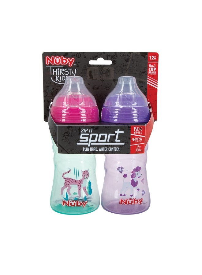 Nuby 2 Pack No Spill Printed Thirsty Kids No-Spill Sip-it Sport Cup with Soft Spout and Lid - 12oz, 12+ Months,2 Count(Pack of 1),Print May Vary - Image 4