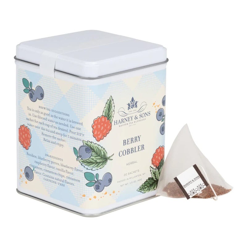 Harney & Sons Berry Cobbler Tea, Tin of 20 sachets, Rooibos with Fruit Flavors - Image 2