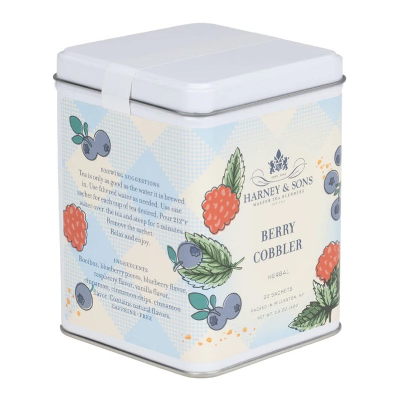 Harney & Sons Berry Cobbler Tea, Tin of 20 sachets, Rooibos with Fruit Flavors - Image 1