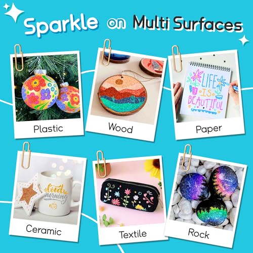 SRUOLOC Glitter Paint Pens, 24 Colors Glitter Markers Set Acrylic Sparkle Markers Teen Art Supplies for Scrapbooking, Cards, DIY Crafts, Adults Coloring, Medium Tip 3mm - Image 5