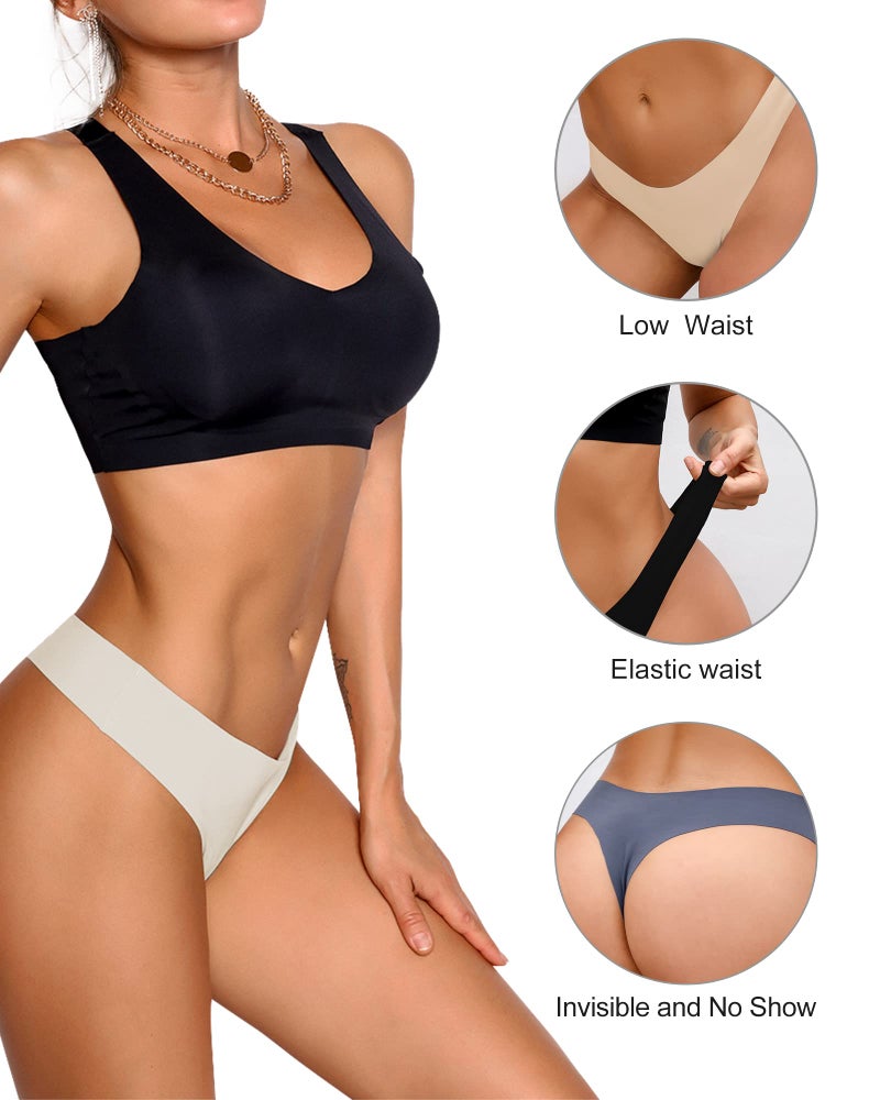 DEANGELMON Seamless Thongs for Women No Show Thong Underwear Women Comfortable Multiple Pack（6P8,M） - Image 2