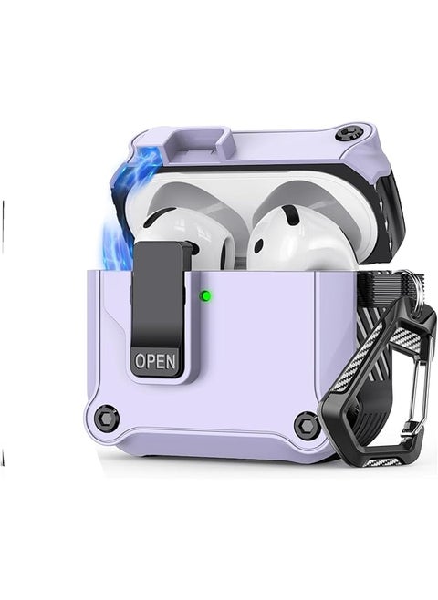 Compatible With Airpods 4Th Generation Case Automatic Snap Switch Secure For New Airpods 4 Charging Cover With Active Noise Cancellation 2024 Purple
