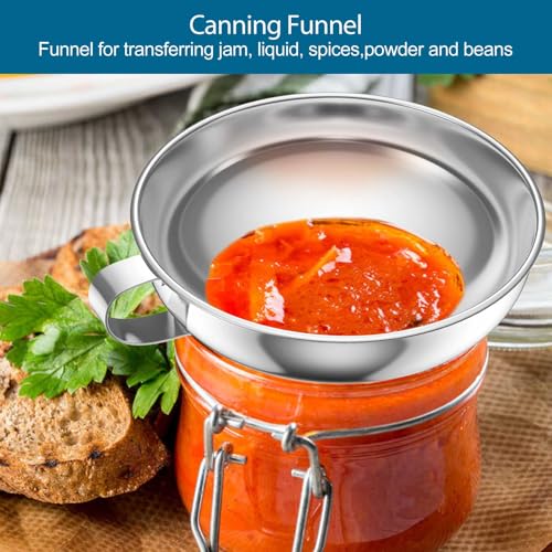 Toncoo 2pcs Canning Funnels for Filling Mason Jars with Strainer, Food Grade Stainless Steel Funnels for Kitchen Use, Metal Wide Mouth Funnel for Mason Jar - Image 5