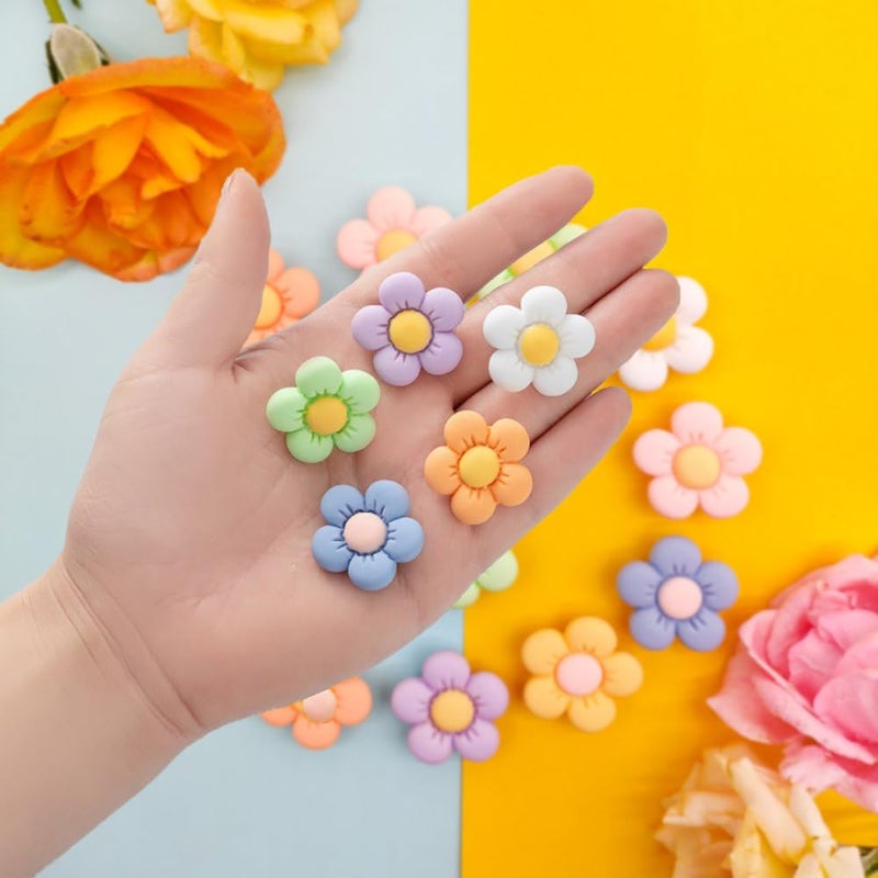 TRKETK 14 Pieces Flower Charms, Floral Decoration Charms with Buttons PVC Shoe Charms Flowers Shoe Charms for Girls, Boys, Adults, Teenagers, Christmas or Birthday Gift, Plastic - Image 5