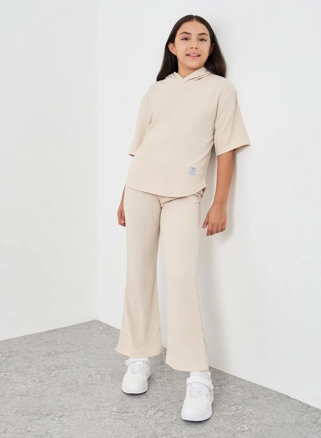 ستايلي Styli Waffle Knit Oversized Hooded Top and Pants Set