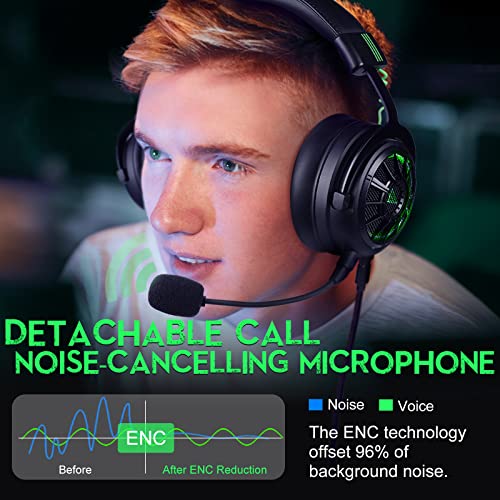 EKSA StarEngine Wired Gaming Headset 7.1 Surround Sound, Detachable ENC Noise Cancelling Microphone, Dual Chamber Drivers, Game/Music Mode, Over-Ear Headphones for PC, PS4, PS5, Xbox One, Switch - Image 5