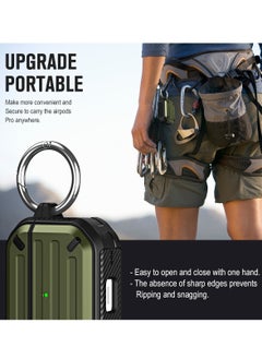 Generic Hard Shell Shockproof Case TPU Protective Case Compatible with Apple Airpods 3 Wireless Charging with Carabiner Front LED Visible (Green)  - Image 3