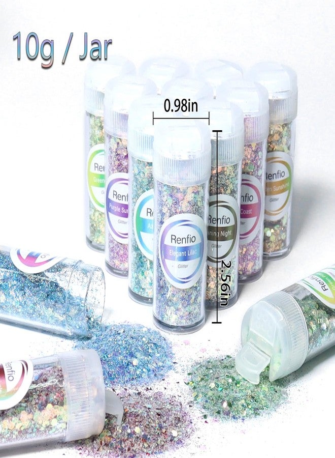 Renfio Opal Chunky Glitter Set - 16 Dreamy Amber Colors, 10g Each - Holographic Fine Glitter Mix, Iridescent Flakes for Snow Globe, Tumbler, Nail Art & DIY Crafts - Image 4