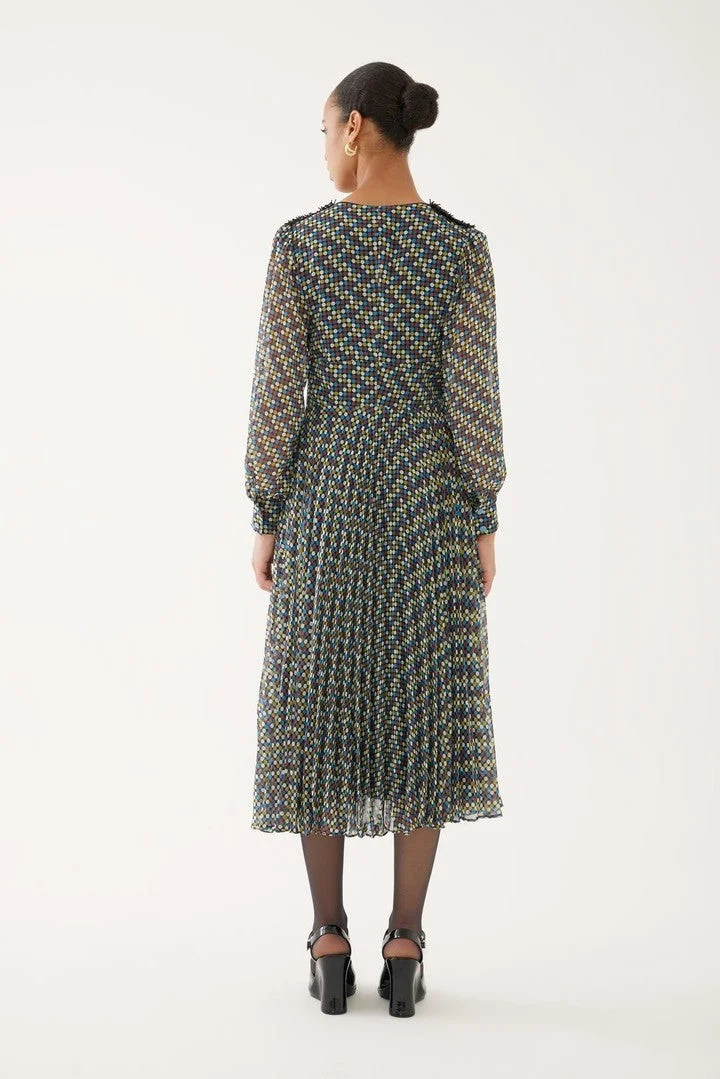 EXQUISE Patterned V-Neck Dress