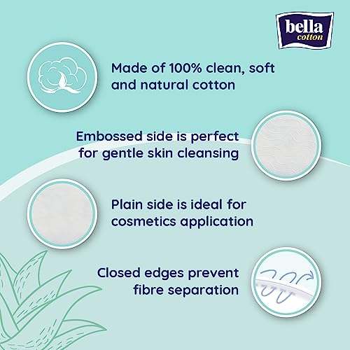 Bella Cotton Pads - 100pcs | Pack of 2 | Aloe Vera Extract | Skin Nourishment | Makeup Removal & Cleansing Pads | Skin friednly | Soft & Gentle| Daily use - Image 3