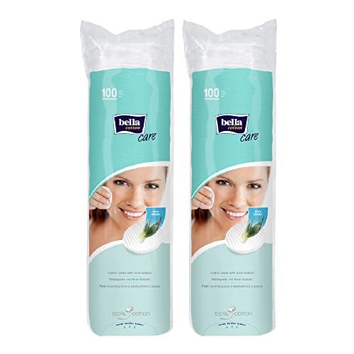 Bella Cotton Pads - 100pcs | Pack of 2 | Aloe Vera Extract | Skin Nourishment | Makeup Removal & Cleansing Pads | Skin friednly | Soft & Gentle| Daily use - Image 1