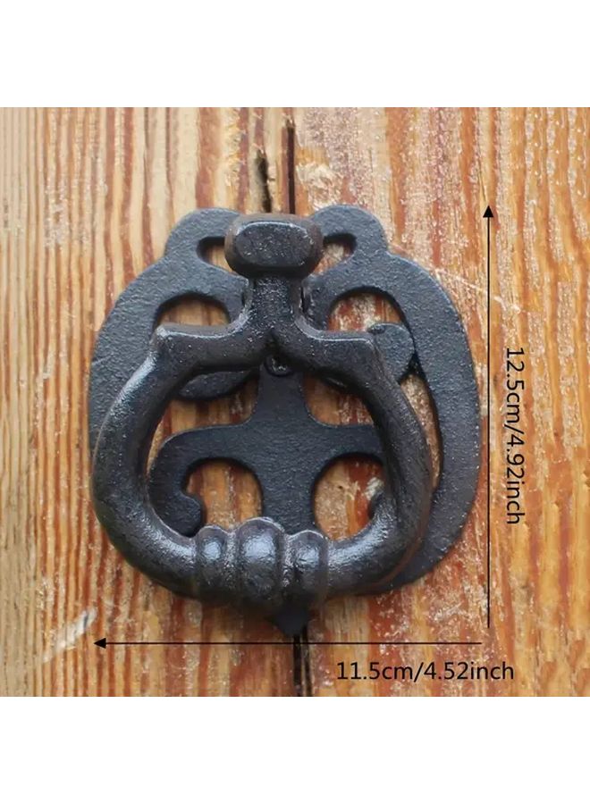 Vintage Cast Iron Door Knocker Black Sturdy Metal Pull Handle For Rustic Wooden Doors Country Yard Style - Image 3