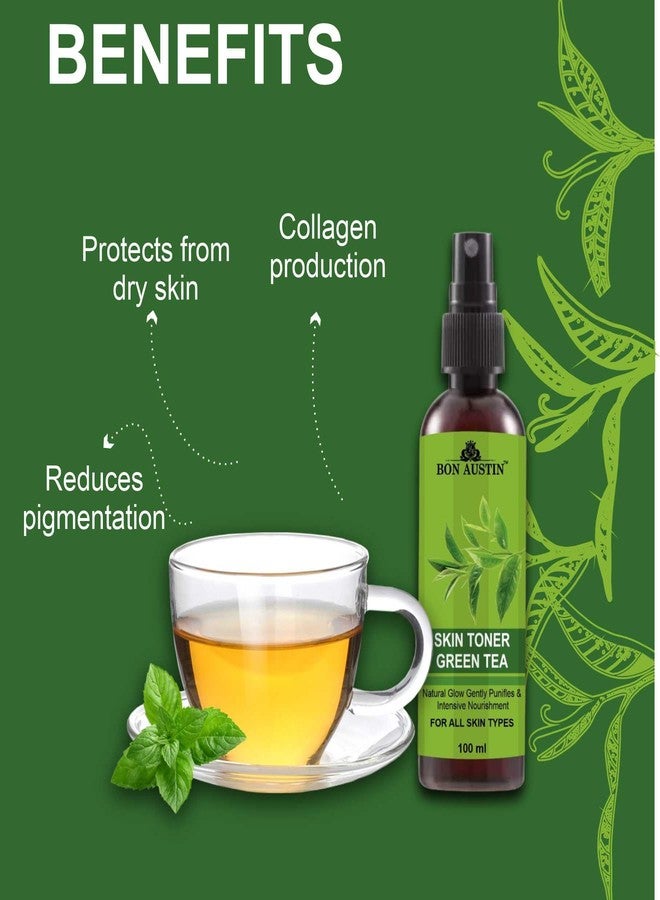Bon Austin Green Tea Face Toner for Radiant Glow Skin Toner with Vitamin C/Pore Tightening Toner for Men & Women Pack of 1 of 100 ML - Image 3