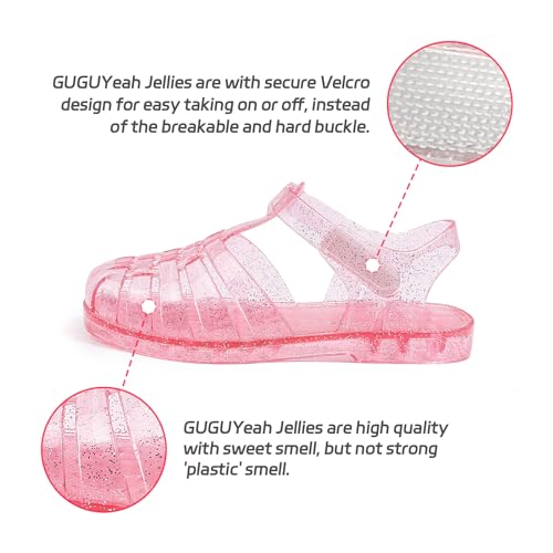 GUGUYeah Jelly Sandals for Girls,Closed Toe Princess Costume Summer Dress Shoes Fisherman Gladiator Water Beach Flat Sandals for Toddler/Little Kid/Big Kid(Pink Glitter) - Image 3