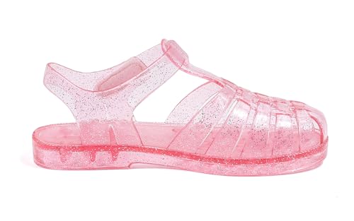 GUGUYeah Jelly Sandals for Girls,Closed Toe Princess Costume Summer Dress Shoes Fisherman Gladiator Water Beach Flat Sandals for Toddler/Little Kid/Big Kid(Pink Glitter) - Image 2