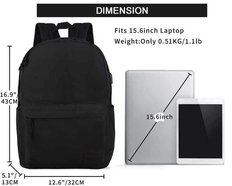 SUPACOOL Lightweight School Backpack with Pencil Pouch, Backpack for School Boys and Girls(Black backpack set) - Image 4