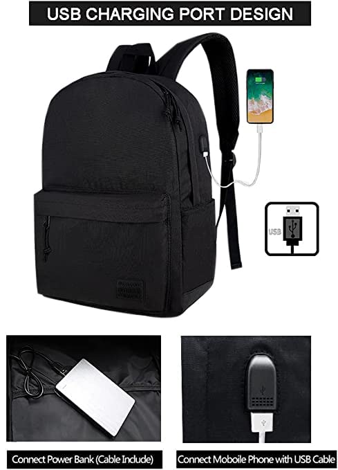 SUPACOOL Lightweight School Backpack with Pencil Pouch, Backpack for School Boys and Girls(Black backpack set) - Image 2
