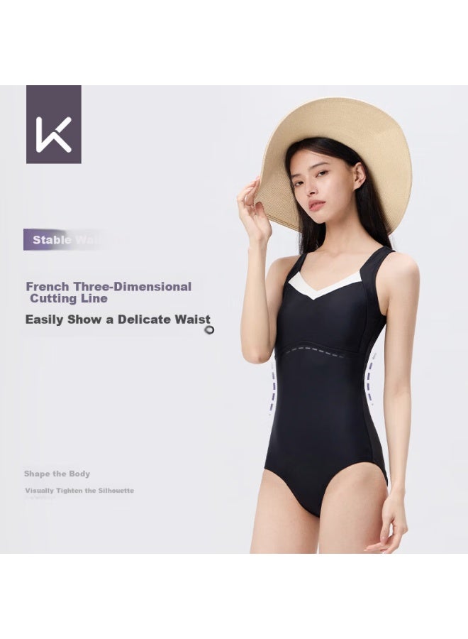 Keep Women's One-piece Triangle Swimsuit High-end Casual Vacation Slim Fit Swimwear 980 Black M - Image 1