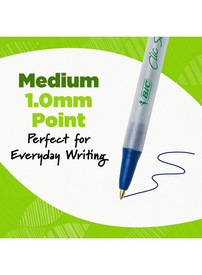 بيك أقلام حبر جاف زرقاء من BIC Ecolutions Clic Stic، متوسطة الرأس (1.0 مم)، عبوة من 12 قلمًا، أقلام حبر جاف قابلة للسحب مصنوعة من 78% بلاستيك معاد تدويره - Image 3