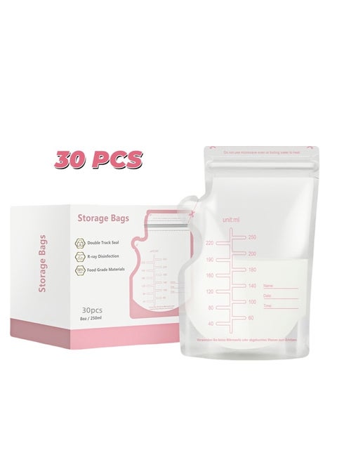 30PCS Self Standing Breastmilk Storage Bags, Food Grade Material.250ML