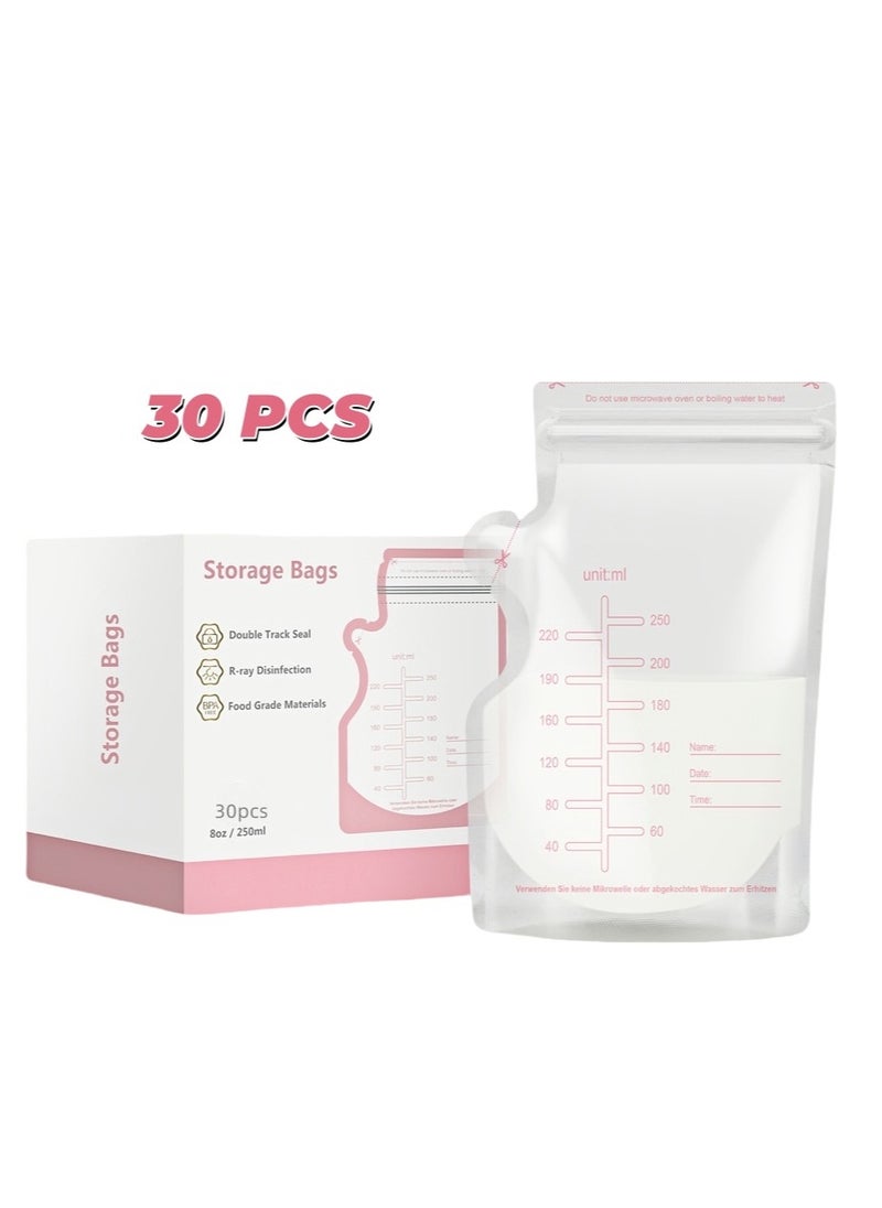 30PCS Self Standing Breastmilk Storage Bags, Food Grade Material.250ML