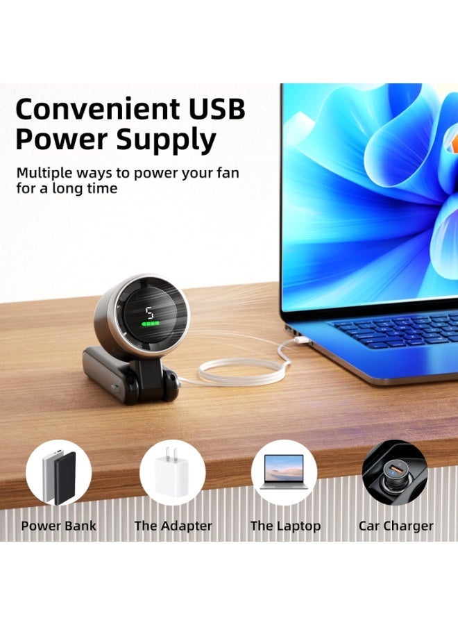 Suewidfay HF001G Handheld Fan Rechargeable, 5 High Speeds Adjustable Mini Hand Fan, 4000mah Portable Mini Electric Fan Handheld Personal Fan Travel Fan Grey - Image 5